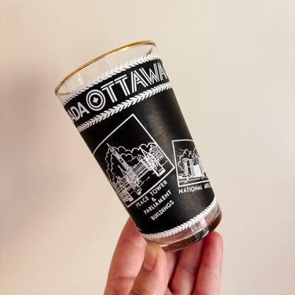 Vintage Federal Glass Black and Gold Ottawa Tourism Glass