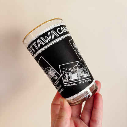 Vintage Federal Glass Black and Gold Ottawa Tourism Glass