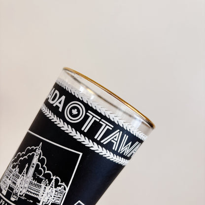 Vintage Federal Glass Black and Gold Ottawa Tourism Glass