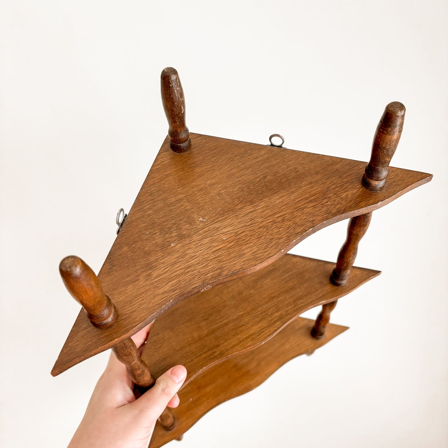 Wooden Corner Trinket Shelf - Wall-Mounted or Tabletop