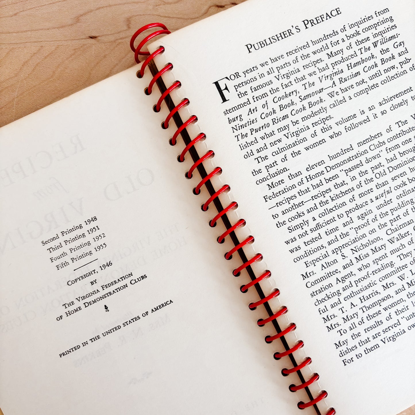 Recipes from Old Virginia Community Cookbook (Fifth Printing, 1955)