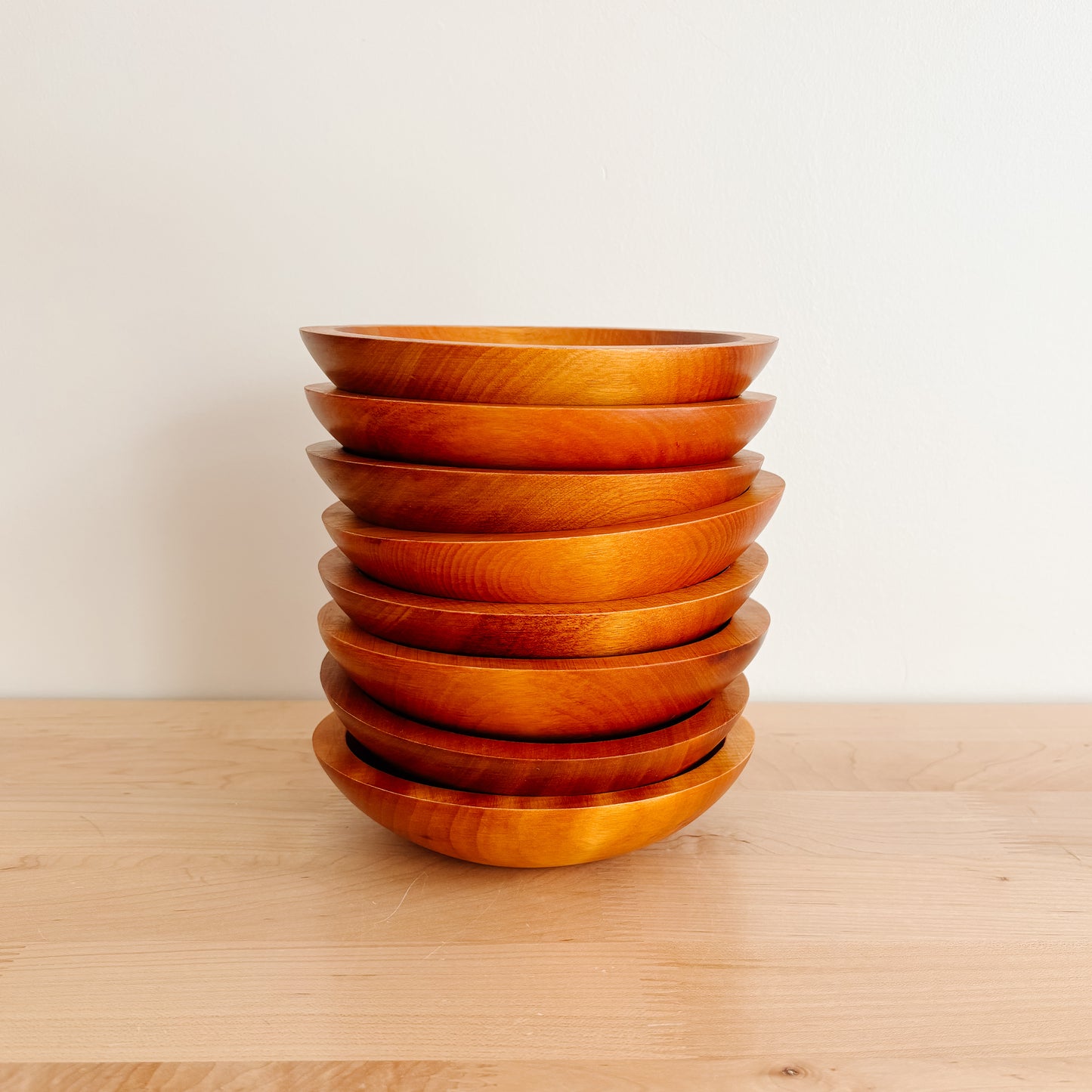 Vintage Baribocraft Round Maple Wood Salad Bowls (Set of 4)