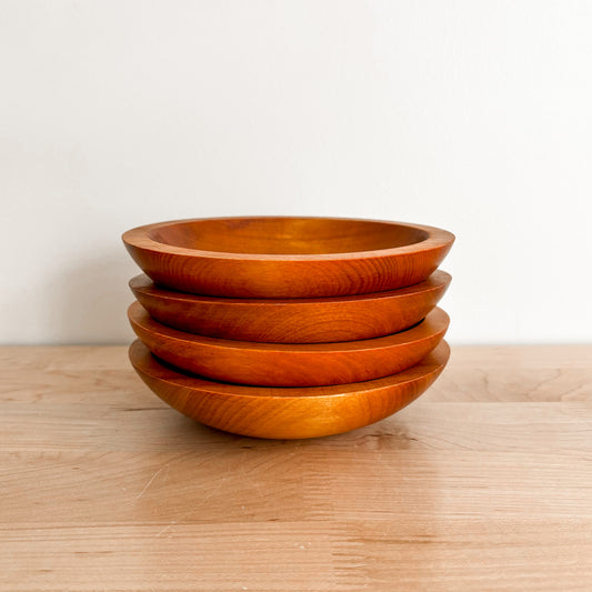 Vintage Baribocraft Round Maple Wood Salad Bowls (Set of 4)