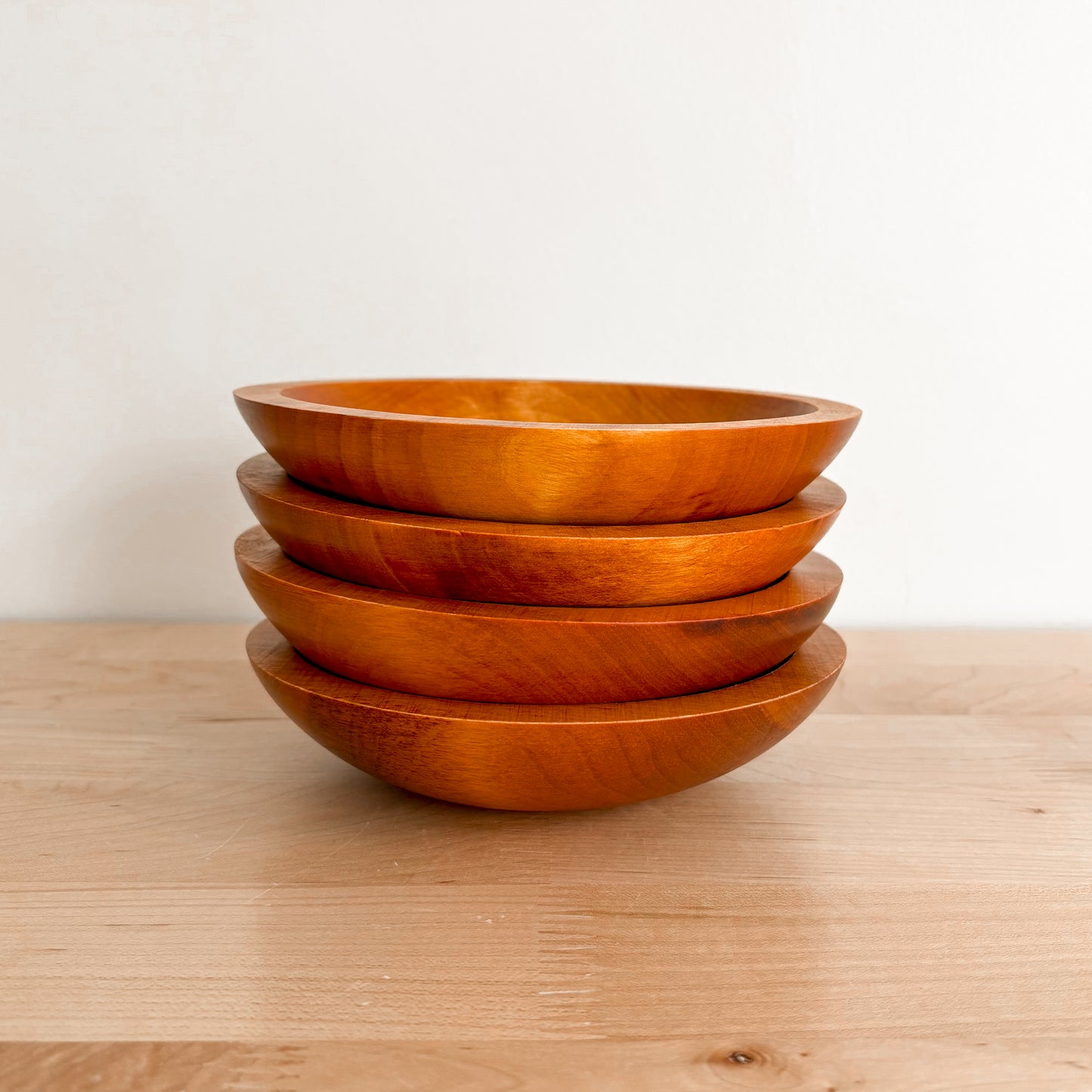 Vintage Baribocraft Round Maple Wood Salad Bowls (Set of 4)