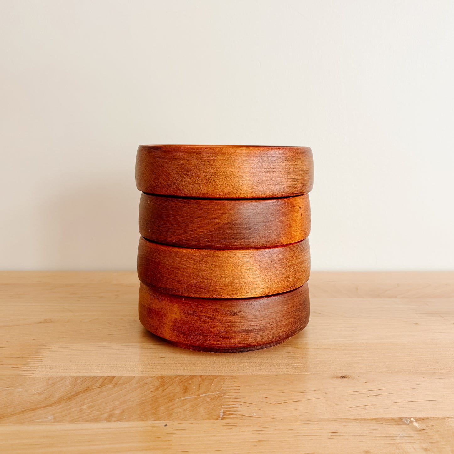 Vintage Baribocraft Stacking Maple Wood Salad Bowls (Set of 4)