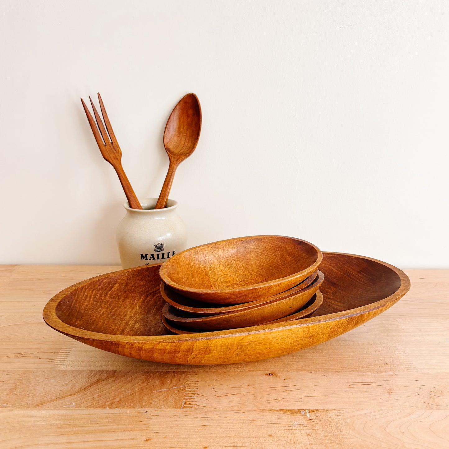 Baribocraft Oval Maple Wood Salad Serving Set