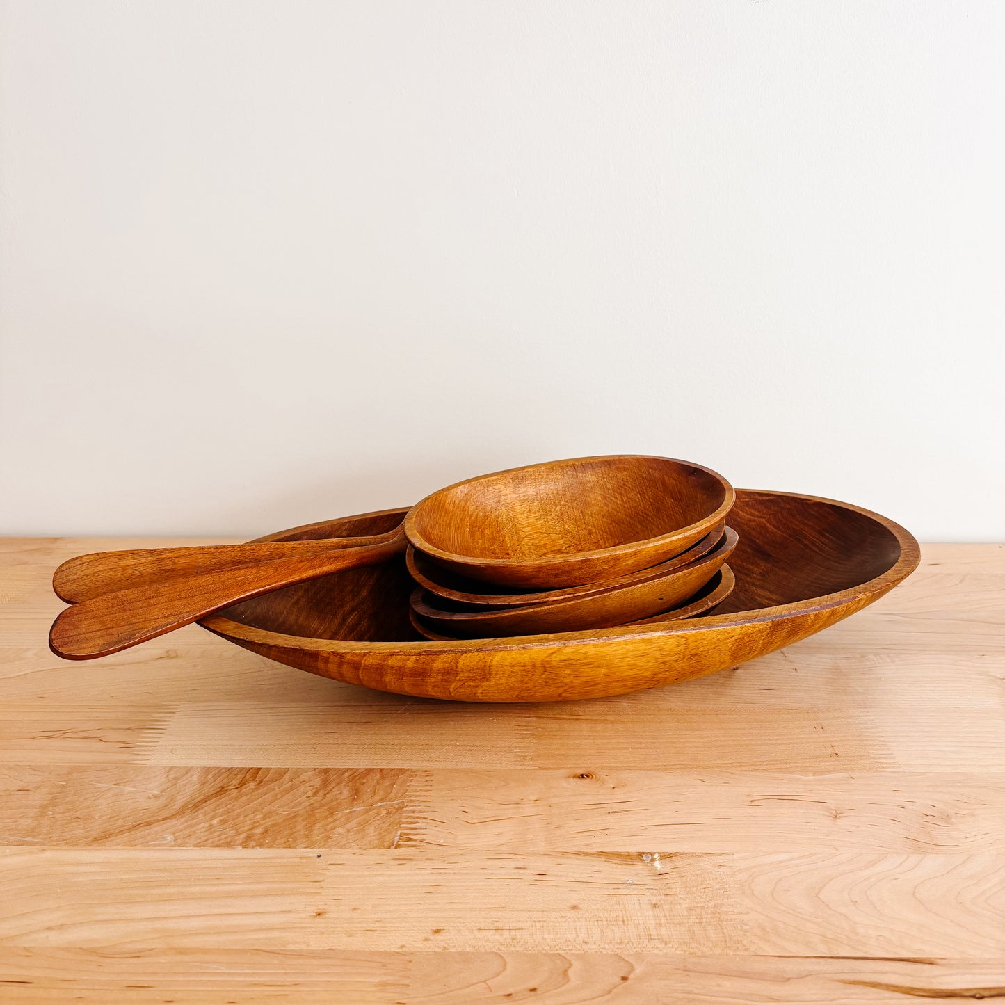 Baribocraft Oval Maple Wood Salad Serving Set