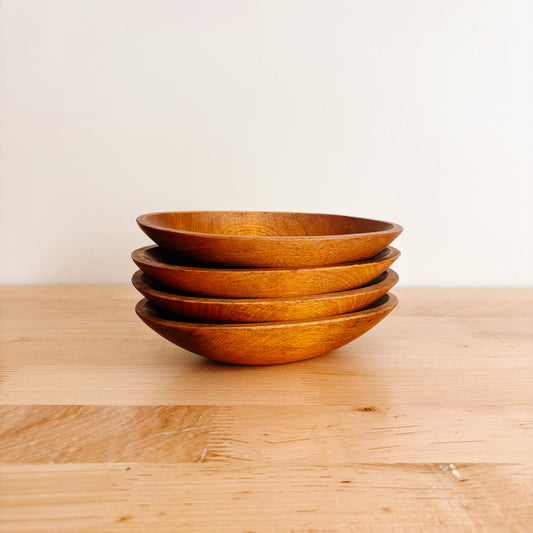 Vintage Baribocraft Oval Maple Wood Salad Bowls (Set of 4)