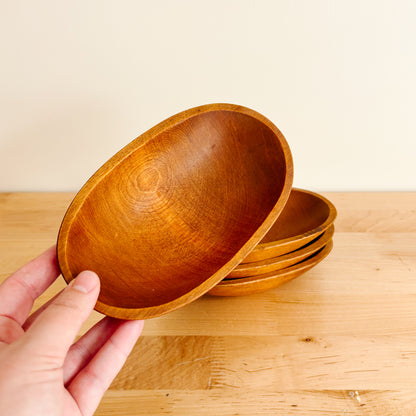 Vintage Baribocraft Oval Maple Wood Salad Bowls (Set of 4)