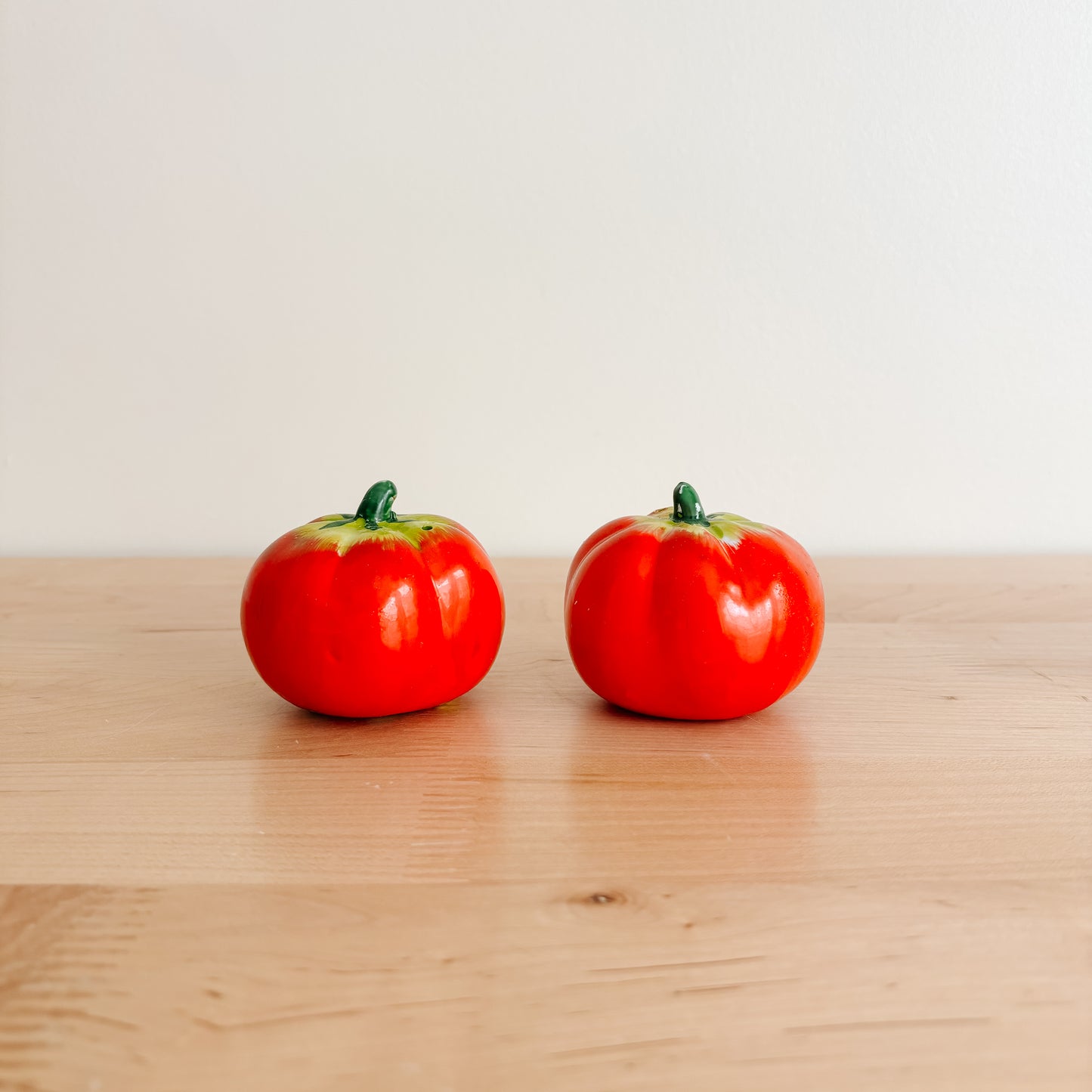 Salt & Pepper Shakers - Red Ceramic Tomatoes (1970s China)