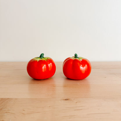 Salt & Pepper Shakers - Red Ceramic Tomatoes (1970s China)