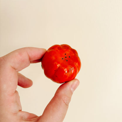 Salt & Pepper Shakers - Mini Red Ceramic Tomatoes (1950s Japan)