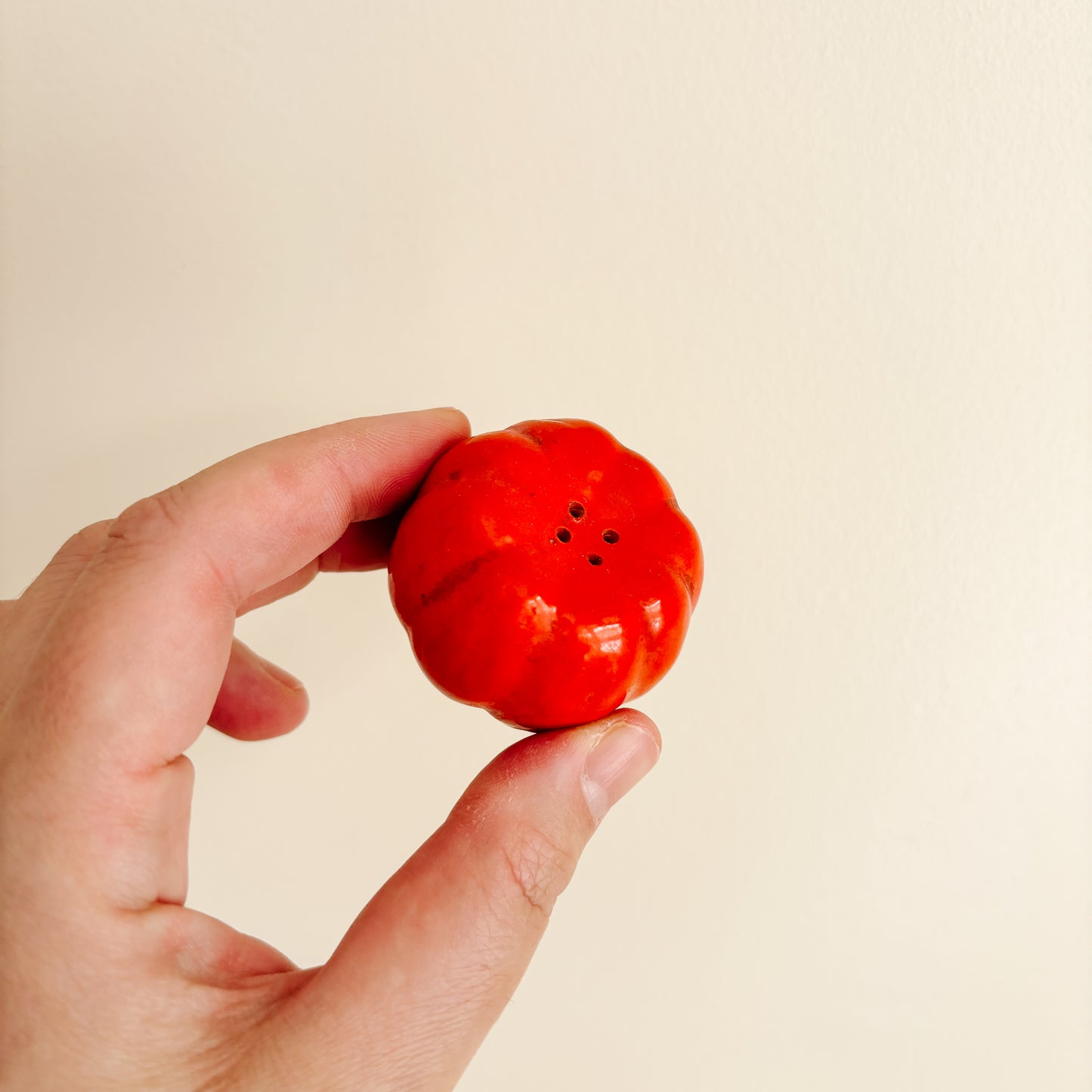 Salt & Pepper Shakers - Mini Red Ceramic Tomatoes (1950s Japan)