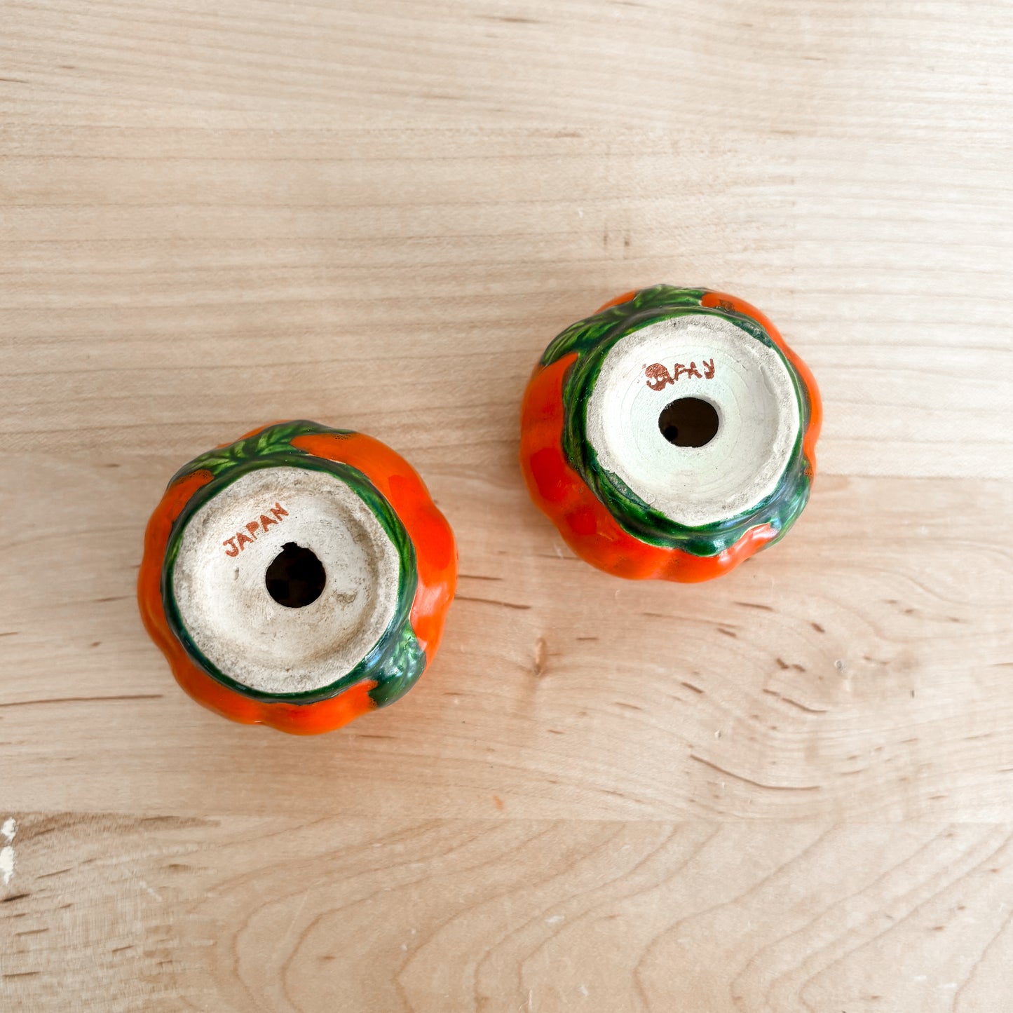 Salt & Pepper Shakers - Mini Red Ceramic Tomatoes (1950s Japan)