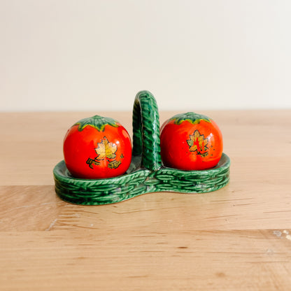 Salt & Pepper Shakers - Toronto Souvenir Red Ceramic Tomatoes (1950s Japan)
