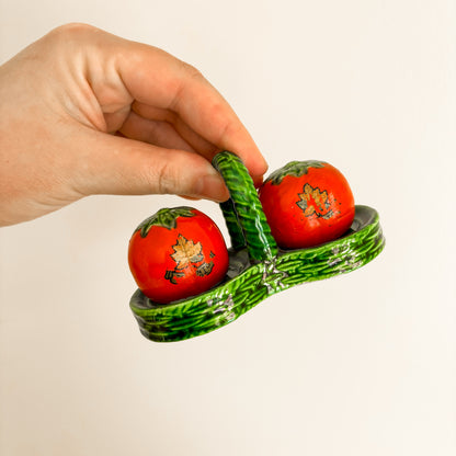Salt & Pepper Shakers - Toronto Souvenir Red Ceramic Tomatoes (1950s Japan)