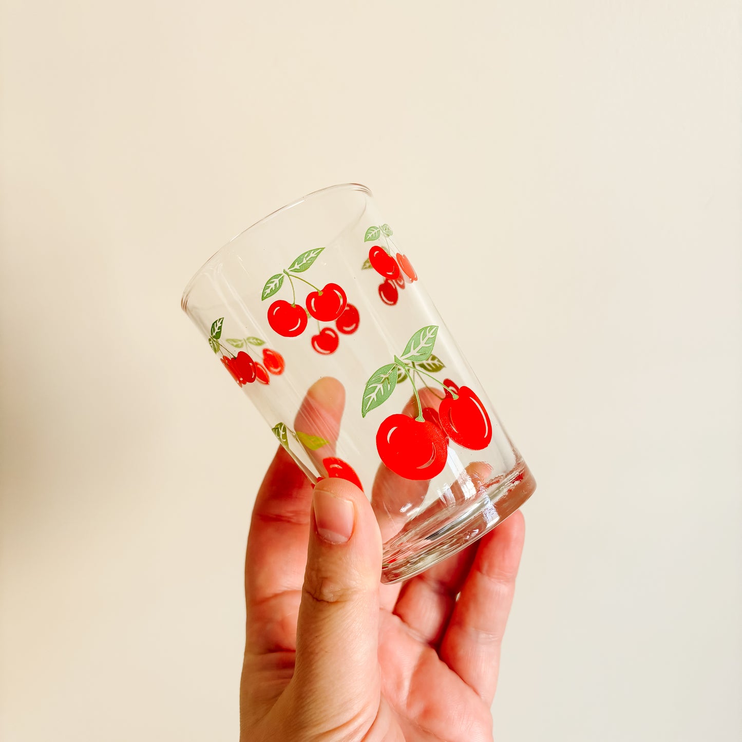 Vintage KIG Indonesia Cherry Glass Pitcher and Glassware