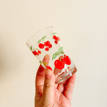 Vintage KIG Indonesia Cherry Glass Pitcher and Glassware