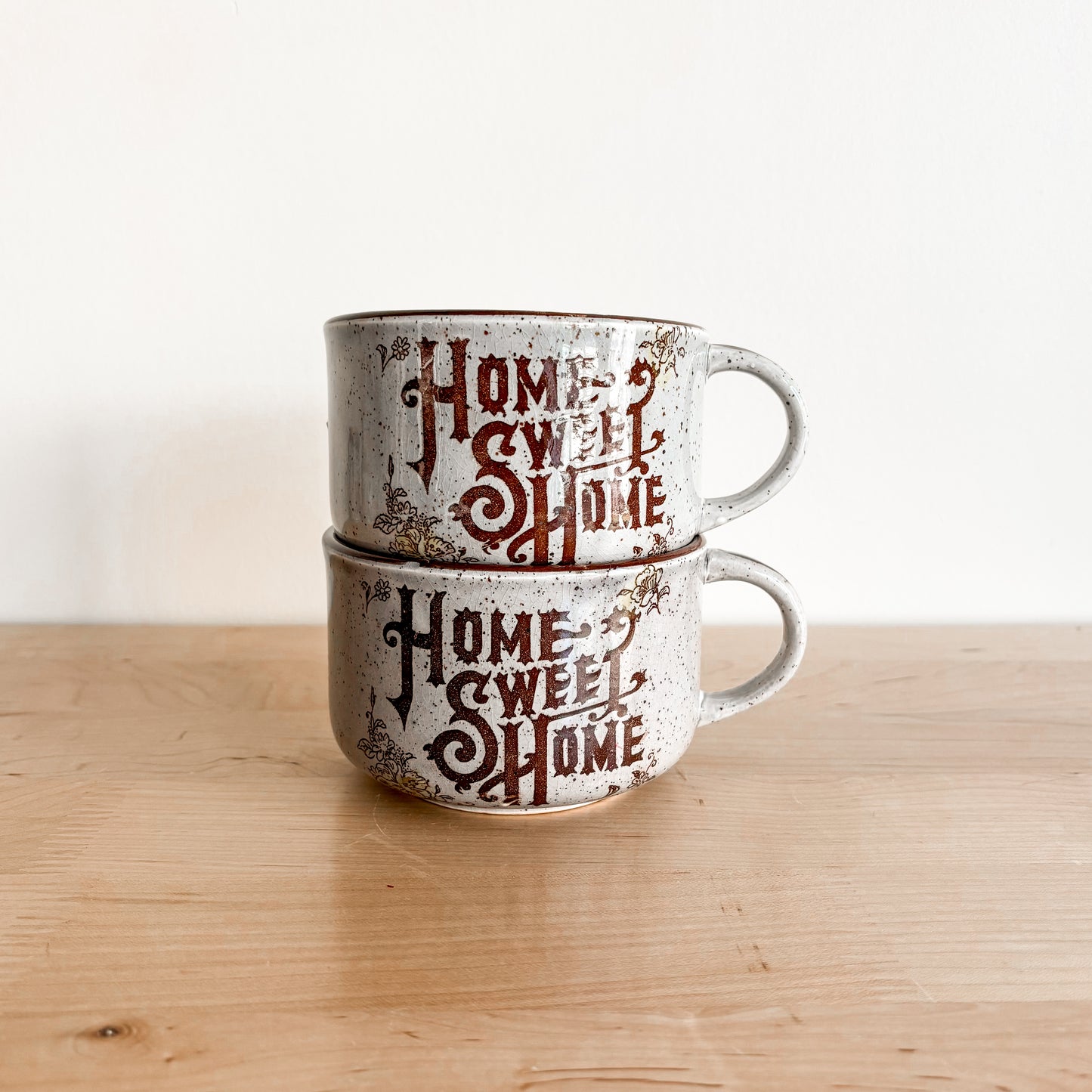 Vintage Home Sweet Home Japan Low Soup Mugs (set of 2)
