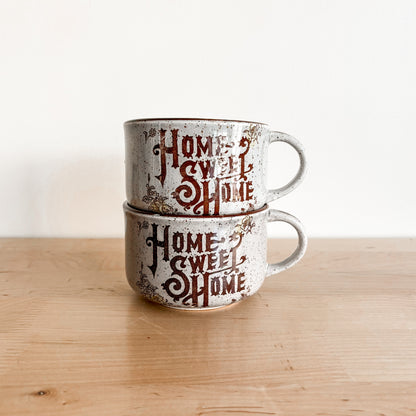 Vintage Home Sweet Home Japan Low Soup Mugs (set of 2)