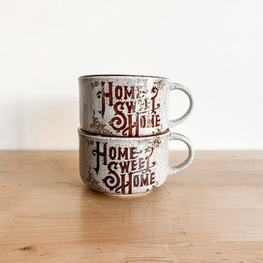 Vintage Home Sweet Home Japan Low Soup Mugs (set of 2)