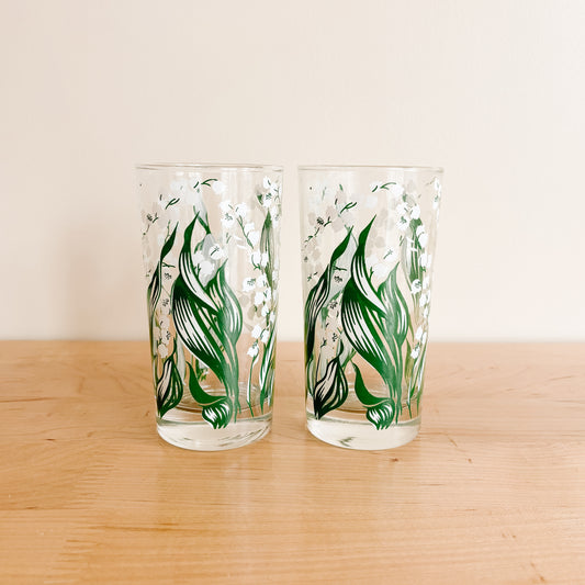Lily of the Valley Clear Glassware (set of 2)