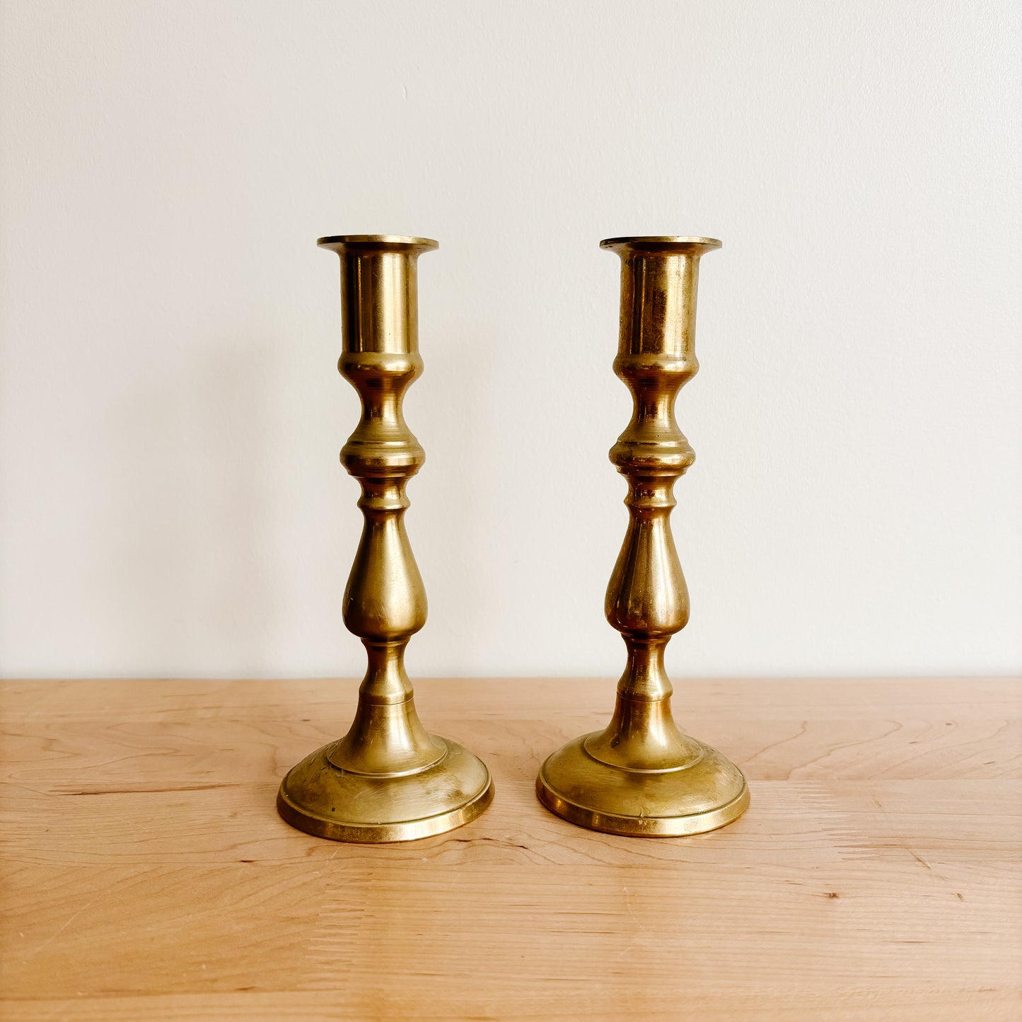 Vintage Tall Brass Taper Candle Holders (7.25")