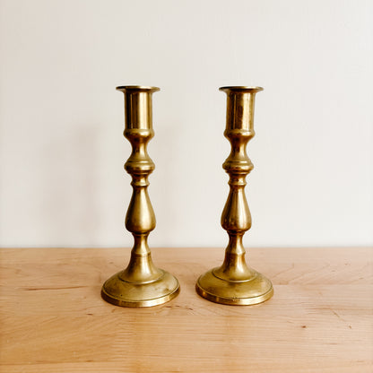 Vintage Tall Brass Taper Candle Holders (7.25")