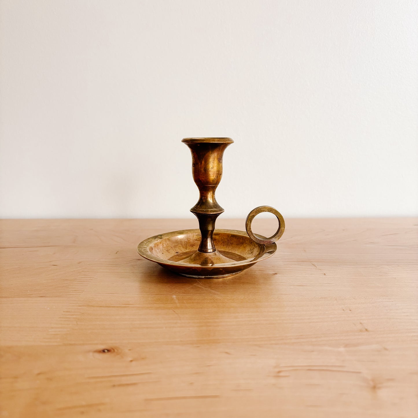 Solid Brass Taper Candle Holder with Finger Loop