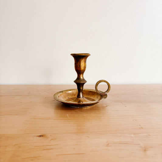 Solid Brass Taper Candle Holder with Finger Loop