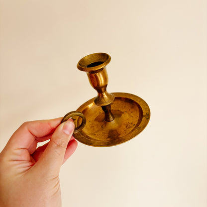 Solid Brass Taper Candle Holder with Finger Loop
