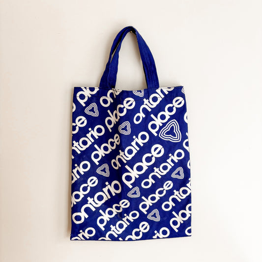 1980s Ontario Place Branded Logo Blue and White Tote Bag