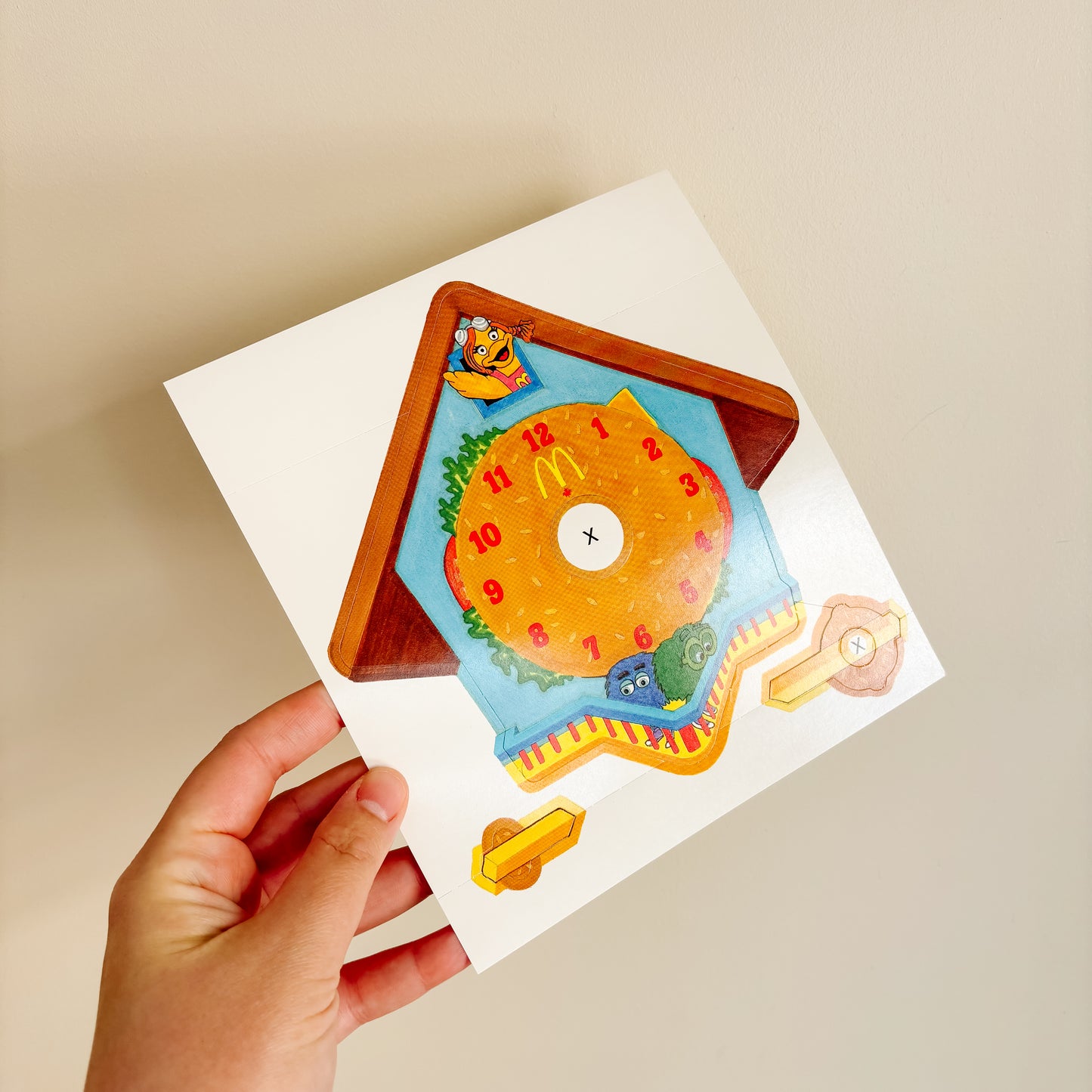McDonald's Birthday Party Favor - Birdie the Early Bird Clock Paper Toy - 1988