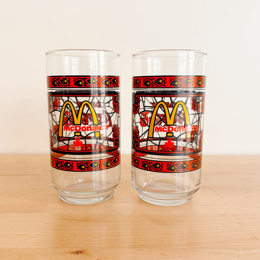 McDonald's Canada Glassware - Stained Glass Logo Design - Vintage from the 1980s!