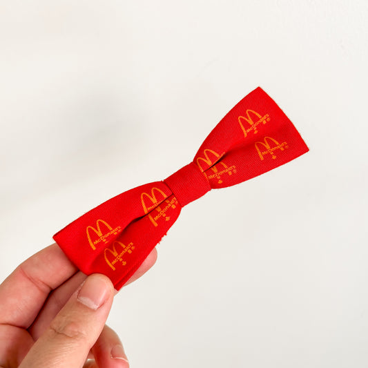 Vintage McDonald's Canada Red Clip-On Fabric Bow Tie