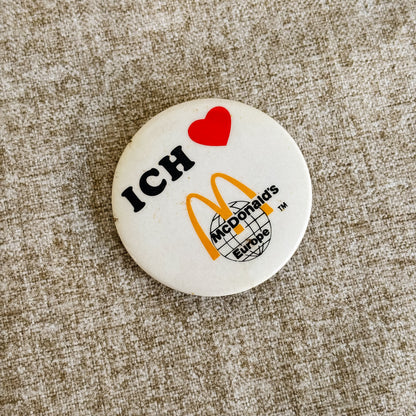 McDonald's Europe Pin - Ich Heart McDonald German Button - Vintage 1980s