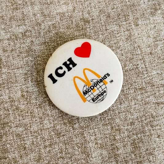McDonald's Europe Pin - Ich Heart McDonald German Button - Vintage 1980s
