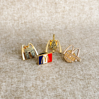 McDonald's France Pin - Gold M Logo with Eiffel Tower Paris - Vintage 1980s