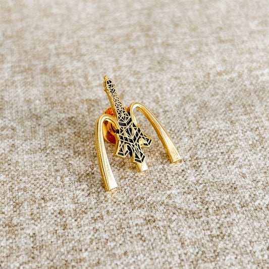 McDonald's France Pin - Gold M Logo with Eiffel Tower Paris - Vintage 1980s
