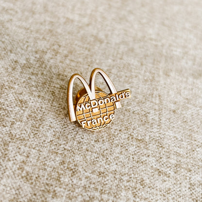 McDonald's France Pin - Gold M Logo with International Globe - Vintage 1980s