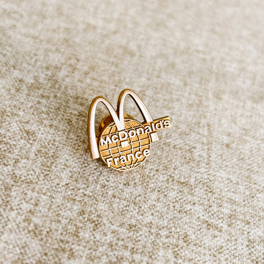 McDonald's France Pin - Gold M Logo with International Globe - Vintage 1980s