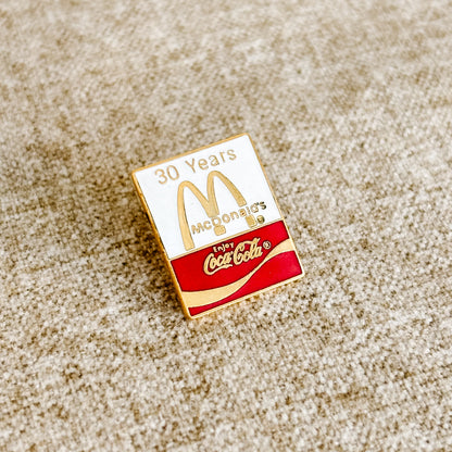 McDonald's Pin - McDonald's 30 Years Coca-Cola - Vintage 1980s