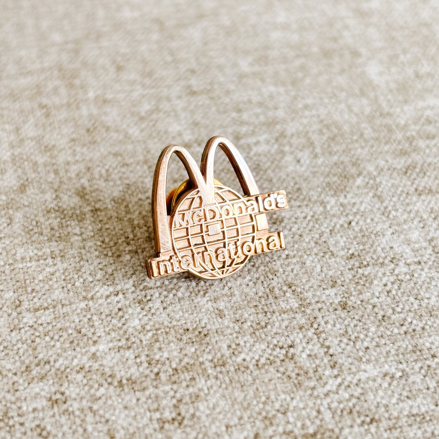McDonald's International Pin - Gold Logo and Globe - Vintage from the 1980s