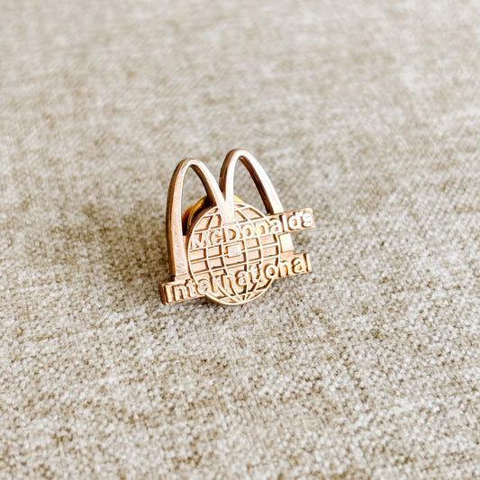 McDonald's International Pin - Gold Logo and Globe - Vintage from the 1980s