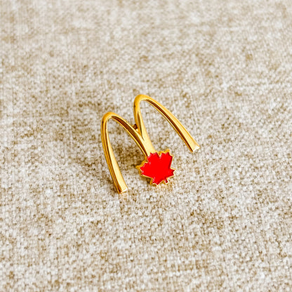 McDonald's Canada Pin - Gold M with Red Maple Leaf in Blue Box - Vintage from the 1980s