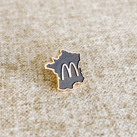 McDonald's France Pin - Gold M Logo with Map of France - Vintage 1980s