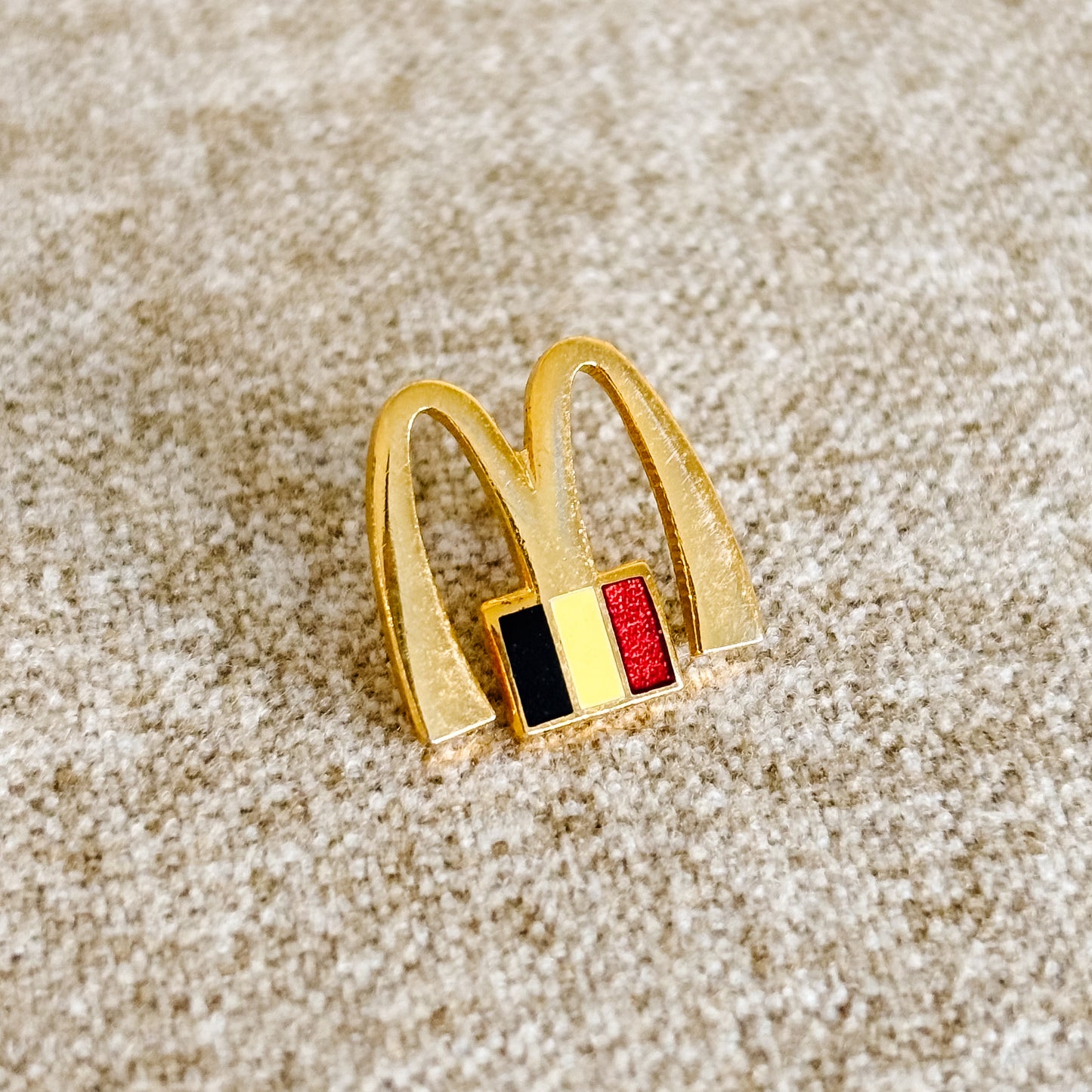 McDonald's Belgium Pin - Gold M with Belgian Flag - Vintage from the 1980s