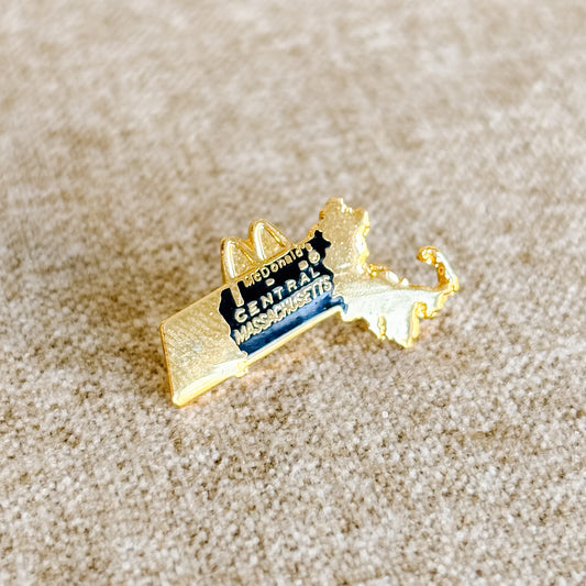McDonald's USA Pin - Gold Map Central Massachusetts State Pin - Vintage 1980s