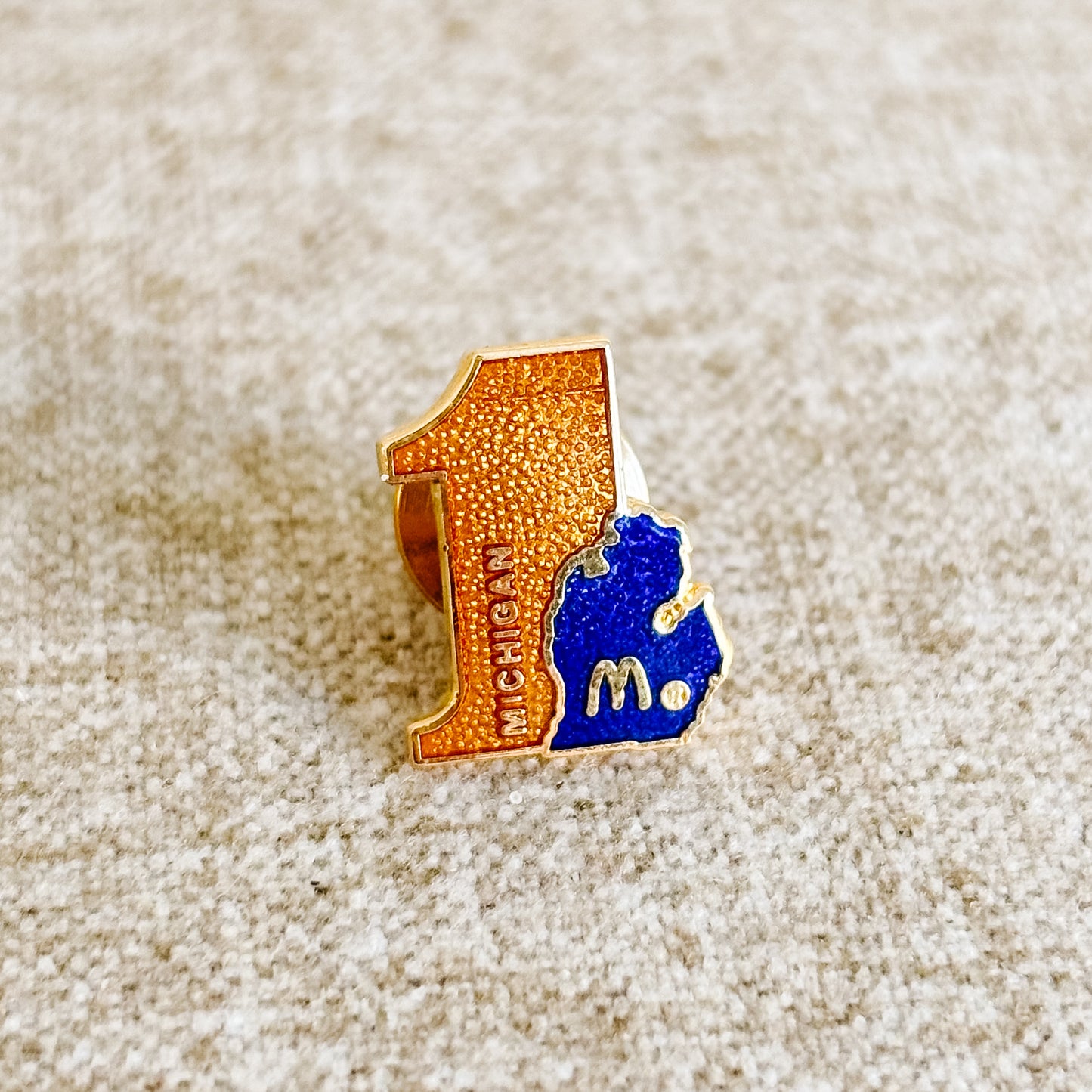 McDonald's USA Pin - Orange and Blue Michigan State Pin - Vintage from the 1980s
