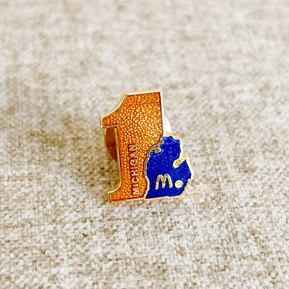 McDonald's USA Pin - Orange and Blue Michigan State Pin - Vintage from the 1980s